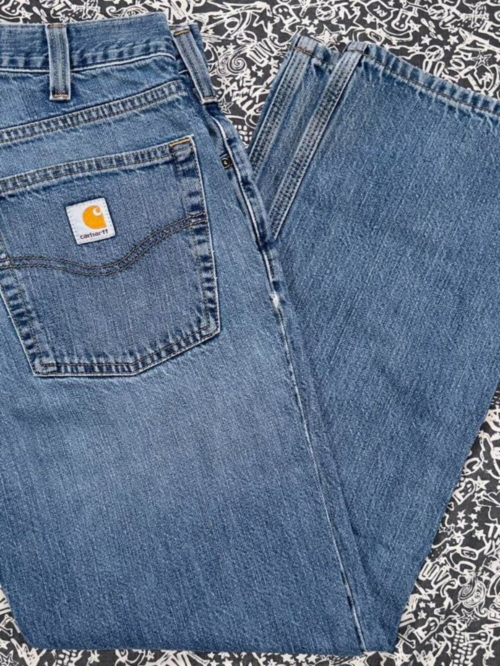 Vintage Carhartt B320 Relaxed Straight Jeans 32x30 Blue Denim Made in Mexico